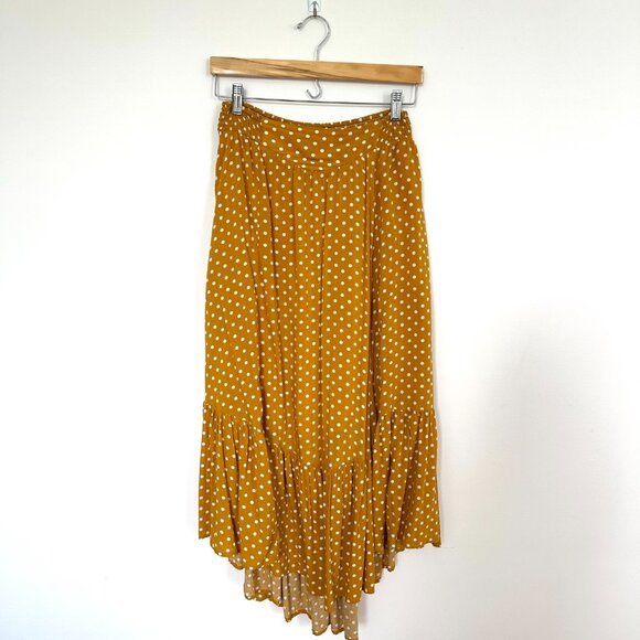 Ascot & Hart Mustard Polka Dot Skirt, Size M - Picture 2 of 7